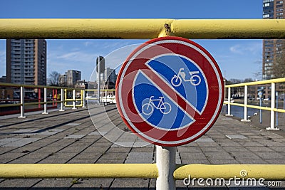 No parking Bikes. Bicycles parking sign in the netherlands Stock Photo