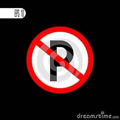 No parking sign ,icon - vector illustration Cartoon Illustration