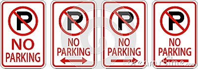 No Parking Sign On White Background Vector Illustration