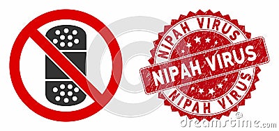 No Patch Icon with Scratched Nipah Virus Stamp Stock Photo