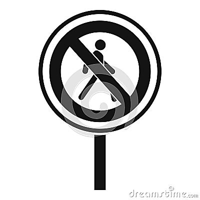 No pedestrian sign icon, simple style Vector Illustration