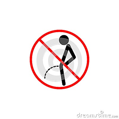 No peeing line icon, pee prohibition sign, Vector Illustration