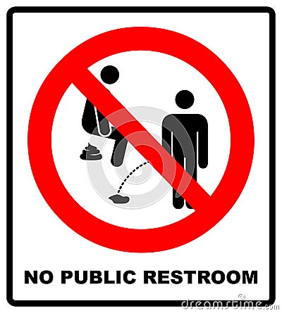 No peeing, prohibition sign, illustration. Cartoon Illustration