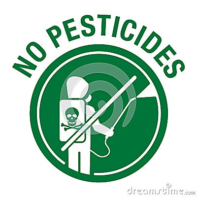 No pesticides - crossed man with sprayer Vector Illustration