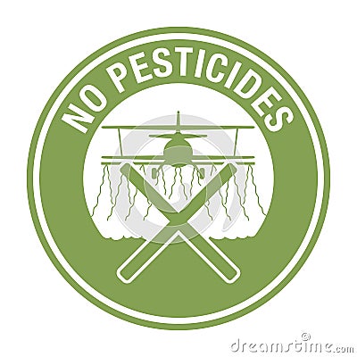 No Pesticides - crossed out crop-duster Vector Illustration