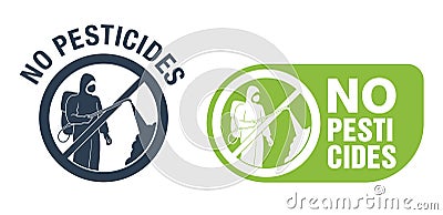 No pesticides - crossed person with garden sprayer Vector Illustration