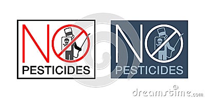 No Pesticides sign - crossed out man with sprayer Vector Illustration