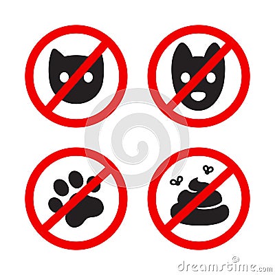 No pets allowed icon set Vector Illustration