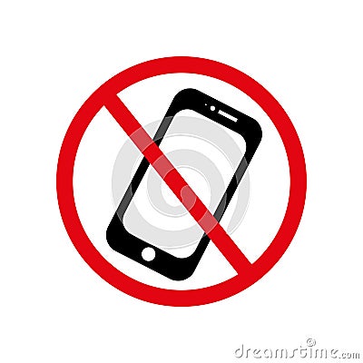 No phone allowed icon vector. Sign prohibiting the use of a mobile phone. Vector illustration Vector Illustration