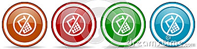 No phone glossy icons, set of modern design buttons for web, internet and mobile applications in four colors options isolated on Stock Photo