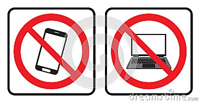 No phone icon and No Laptop icon Vector Illustration