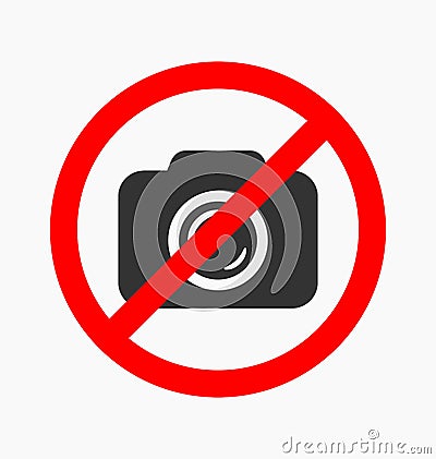 No photography icon, prohibition sign Vector Illustration