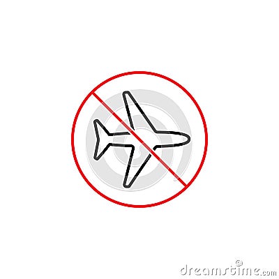 No plane, forbidden flight sign on white background Stock Photo