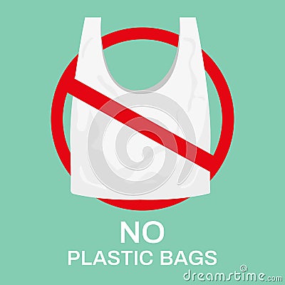 No plastic bags. Eco shopping bag, market recycle bags and stop using plastics vector illustration Vector Illustration