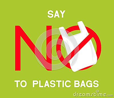 No plastic bags sign concept illustration. Stop pollution eco symbol icon, plastic bag ban forbidden trash sign Vector Illustration