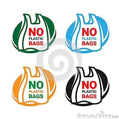 No Plastic bags text in Plastig bag sign on Ellipse vector design Vector Illustration