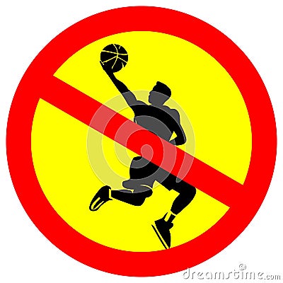 No playing basketball warning sign vector graphical Cartoon Illustration