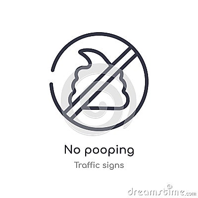 no pooping outline icon. isolated line vector illustration from traffic signs collection. editable thin stroke no pooping icon on Vector Illustration