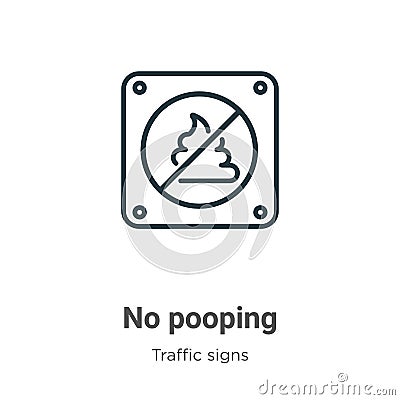 No pooping outline vector icon. Thin line black no pooping icon, flat vector simple element illustration from editable traffic Vector Illustration