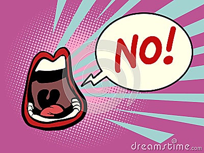 no pop art mouth scream words speech talk Vector Illustration