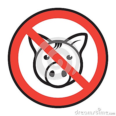 No pork, no lard, sign Vector Illustration