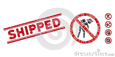 No Porter Mosaic and Scratched Shipped Watermark with Lines Vector Illustration
