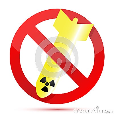 No radioactive bombs Cartoon Illustration