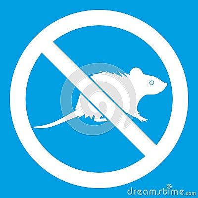 No rats sign icon white Vector Illustration