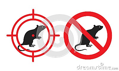 No rats sign. Vector sticker of deratization - the destruction of rodents, mice, voles and others. Sign for poisonous chemicals, Vector Illustration