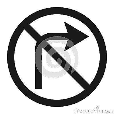 No Right prohibition turn sign line icon Vector Illustration