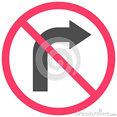 No right turn icon, prohibition sign vector illustration Vector Illustration