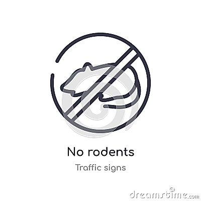 no rodents outline icon. isolated line vector illustration from traffic signs collection. editable thin stroke no rodents icon on Vector Illustration