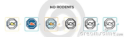 No rodents vector icon in 6 different modern styles. Black, two colored no rodents icons designed in filled, outline, line and Vector Illustration