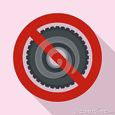 No rubber tire icon, flat style Vector Illustration