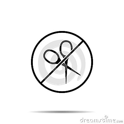 No scissors icon. Simple thin line, outline vector of web ban, prohibition, embargo, interdict, forbiddance icons for ui and ux, Stock Photo