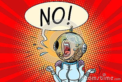 No screaming girl astronaut Vector Illustration