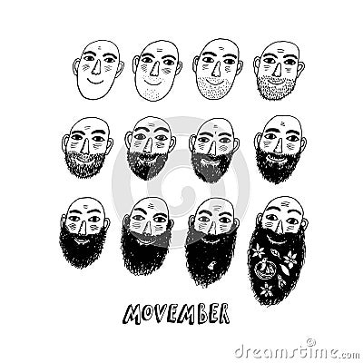 No shave november or Movember illustration Vector Illustration