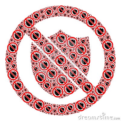 No Shield Recursion Collage of Itself Items Vector Illustration