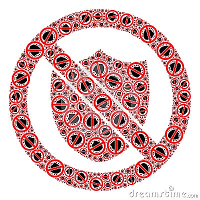 No Shield Recursion Mosaic of No Shield Items Stock Photo