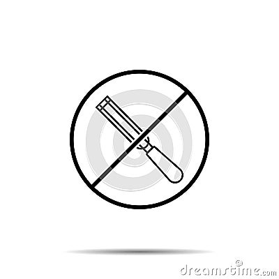 No shisel, sharp icon. Simple thin line, outline vector of construction tools ban, prohibition, forbiddance icons for ui and ux, Stock Photo