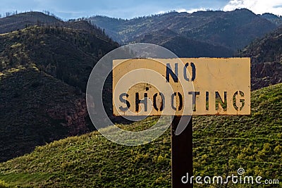 No shooting sign for guns firearms Stock Photo