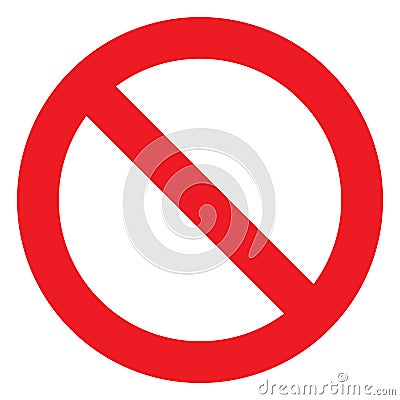 No sign, ban vector icon, stop symbol, red circle with oblique line isolated mark Vector Illustration