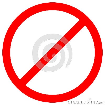 No Sign Empty Red Crossed Out Circle,Not Allowed Sign,Blank Prohibiting Symbol,Vector Illustration, Isolate On White Background Vector Illustration