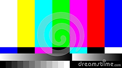 No Signal TV retro television test pattern. Color RGB Bars Illustration Stock Photo