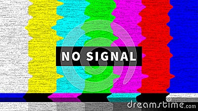 No signal TV screen test, glitch color pattern and grain noise, vector background. No signal broken television broadcast error Vector Illustration