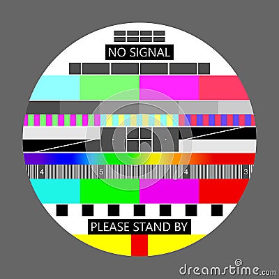 No signal TV, Television test screen in case of no signal. Test card or pattern, TV Resolution test charts background Vector Illustration