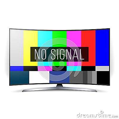 No Signal TV Test Vector. Lcd Monitor. Flat Screen TV. Television Colored Bars Signal. SMPTE Color bars Vector Illustration