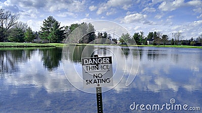 No Skating - Thin Ice Stock Photo