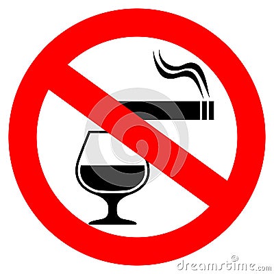 No smoking and alcohol drinking vector sign Vector Illustration
