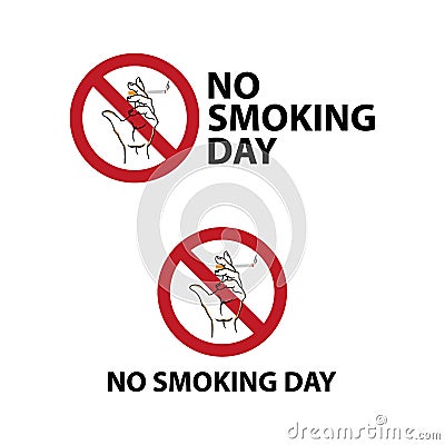 No smoking day icons. Against cigarettes signs. Quit or stop smoking symbols Vector Illustration